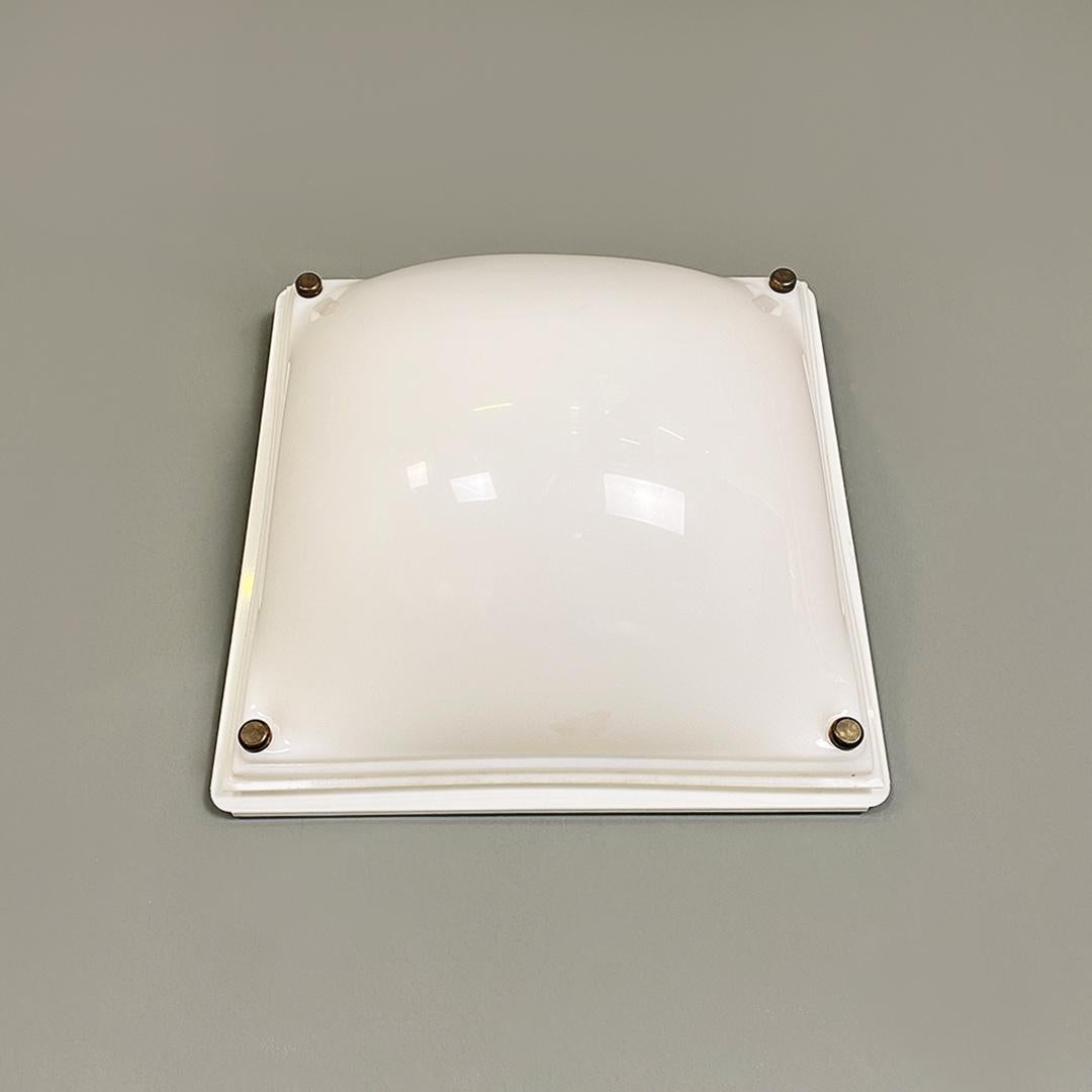 Italian Modern Wall or Ceiling White Plexiglass and Metal Lamp, 1970s For Sale 1