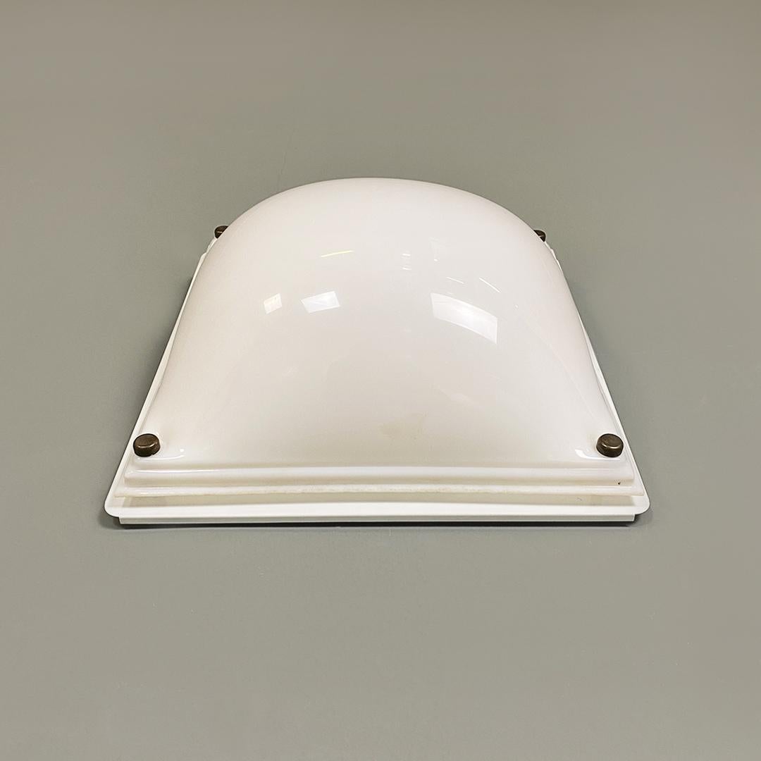 Italian Modern Wall or Ceiling White Plexiglass and Metal Lamp, 1970s For Sale 2