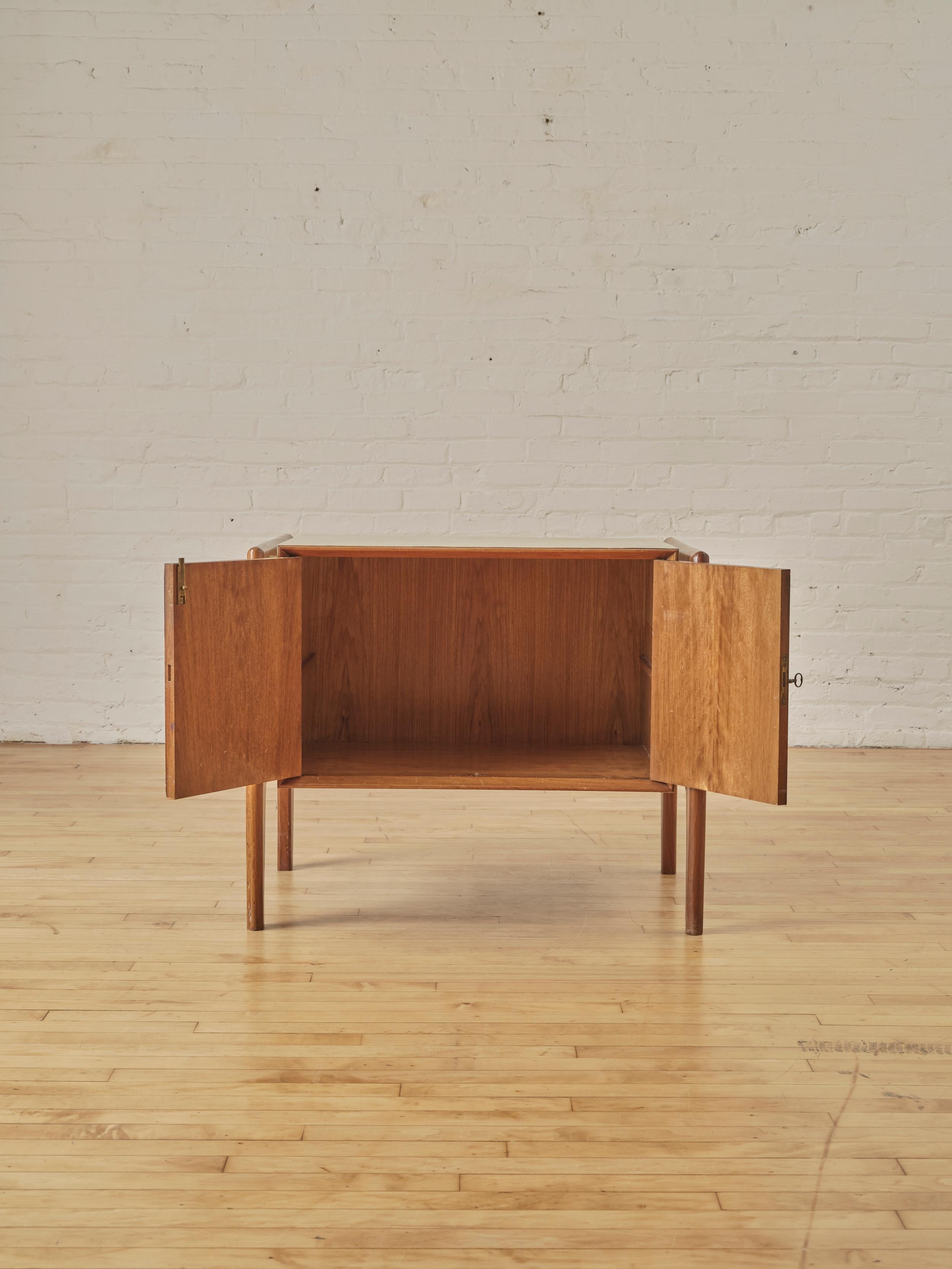 Mid-Century Modern Italian Modern Walnut and Parchment Cabinet For Sale