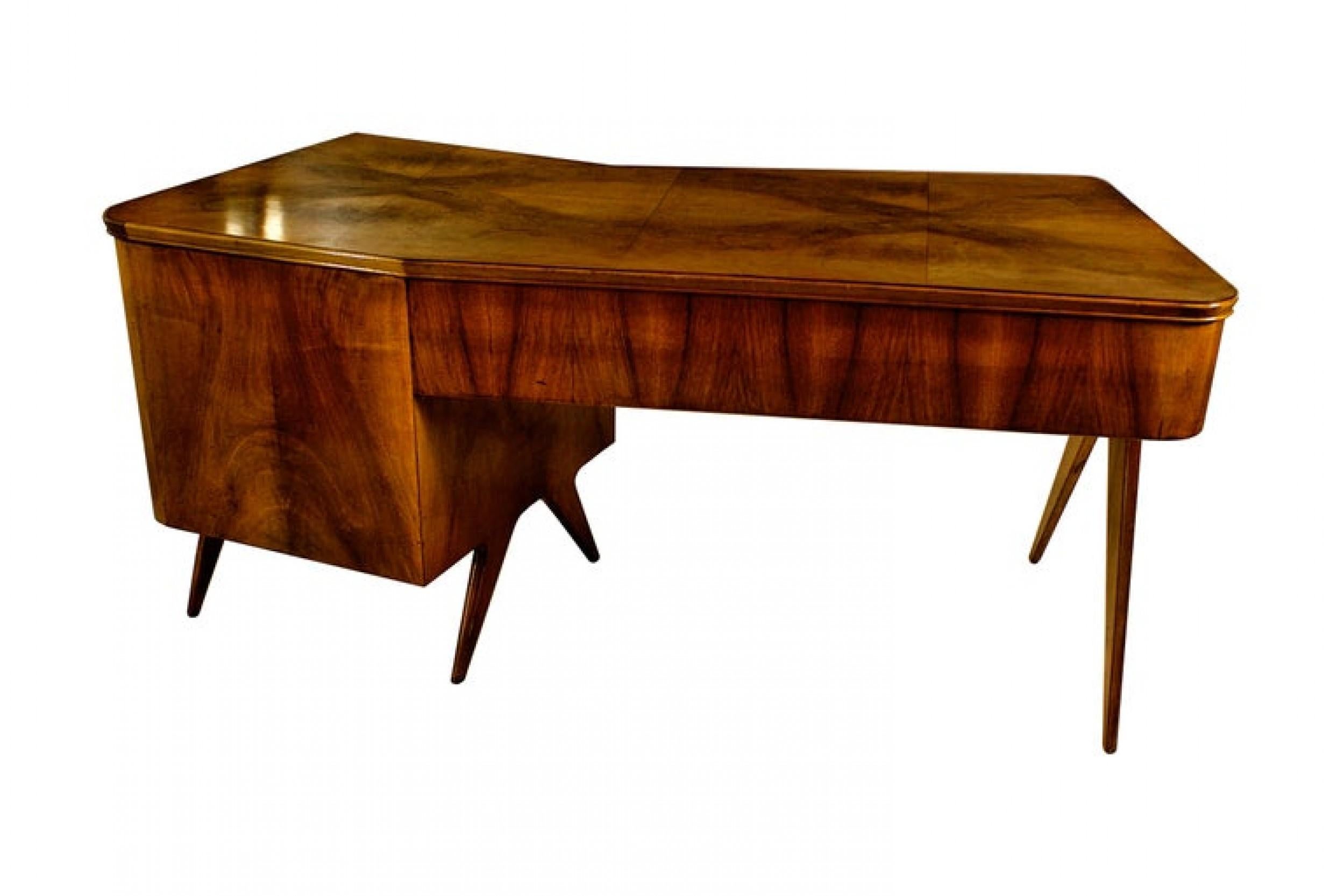 Italian Modern Walnut and Rootwood Desk, Attributed to Gio Ponti For Sale 2