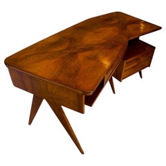 Italian Modern Walnut and Rootwood Desk, Attributed to Gio Ponti