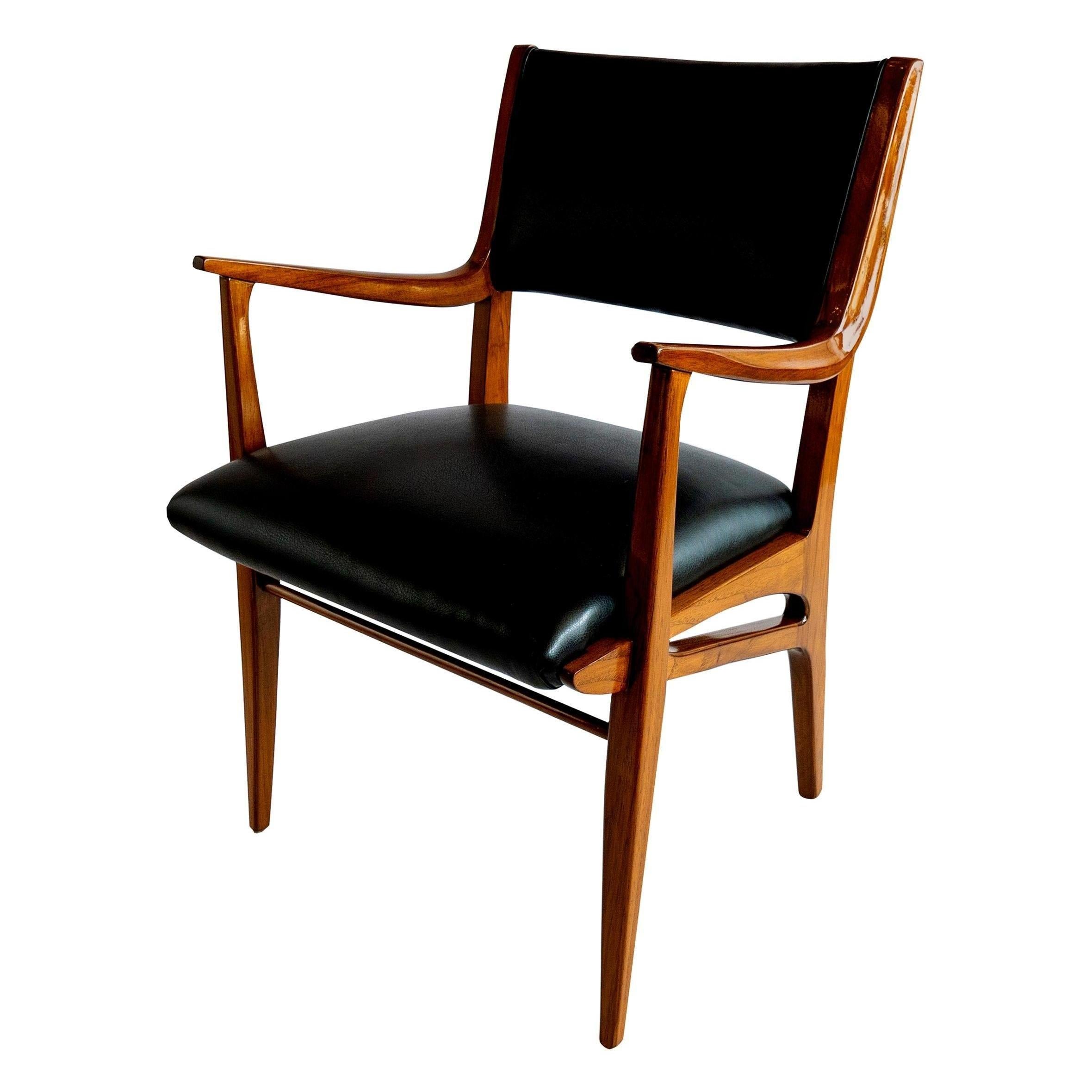 Italian Modern Walnut Armchair, Attributed to Franco Campo and Carlo Graffi For Sale