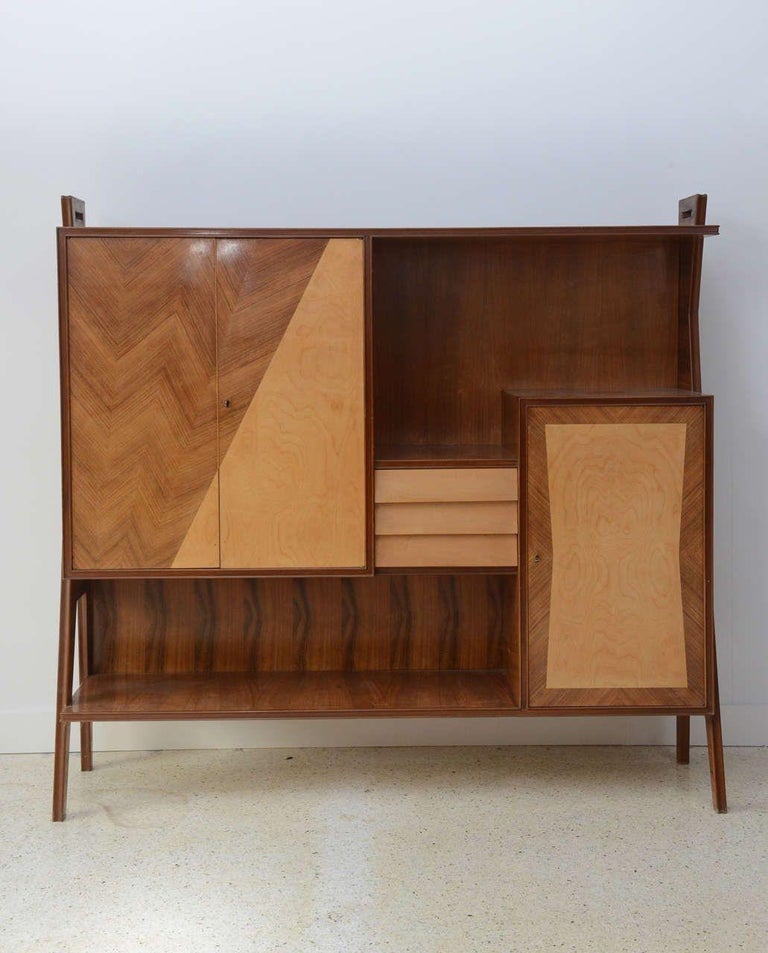 Italian Modern Walnut, Birch and Mahogany Cabinet or Bookcase, Arturo ...