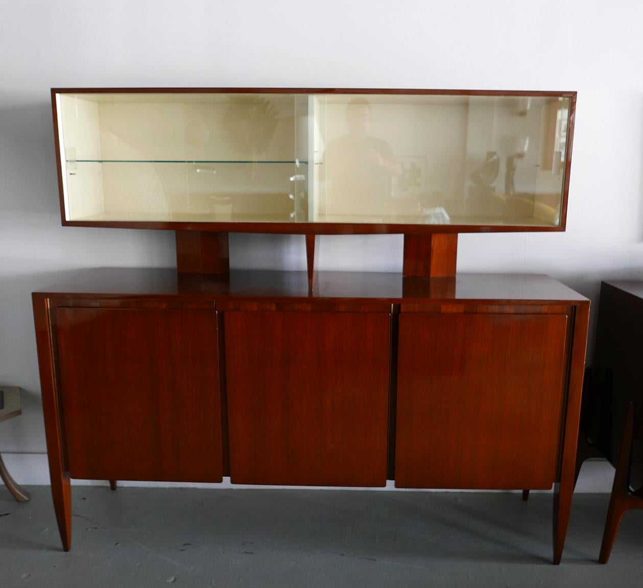 Mid-Century Modern Italian Modern Walnut Cabinet by Gio Ponti for M. Singer & Sons For Sale