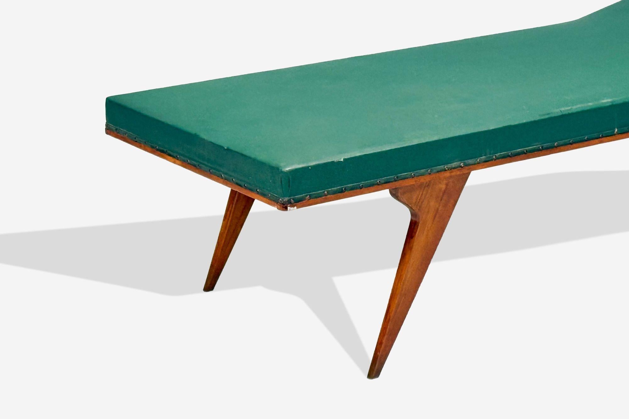 Italienische Moderne, Nussbaum, Kunstleder, Chaiselongue, Italien, 1950er Jahre im Angebot 2