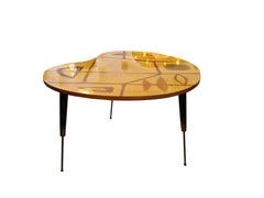 Italian Modern Walnut, Lemonwood, Sycamore and Brass Low/Side Table, Erno Fabry