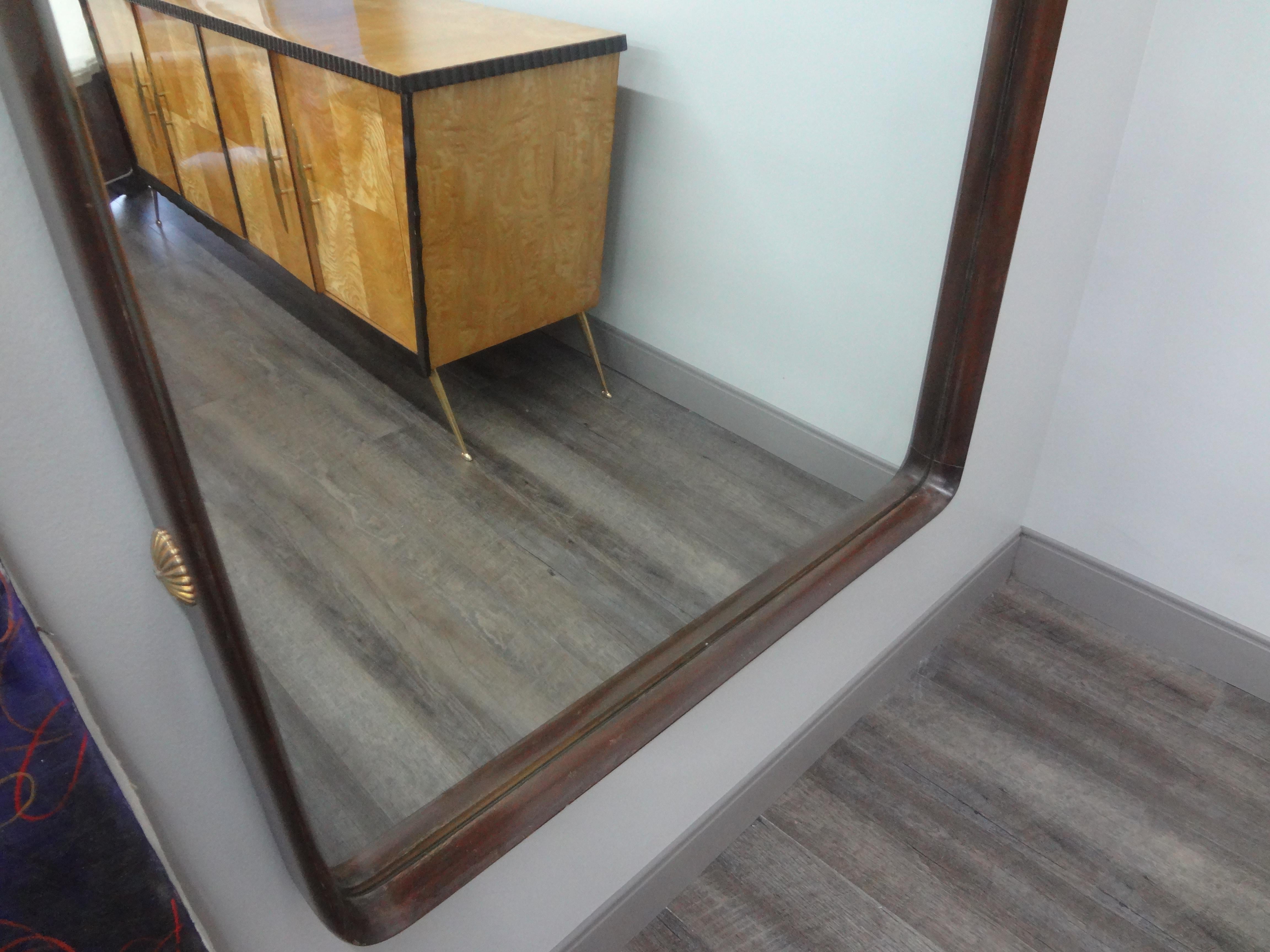 Mid-20th Century Italian Modern Walnut Mirror Inspired By Ico Parisi For Sale