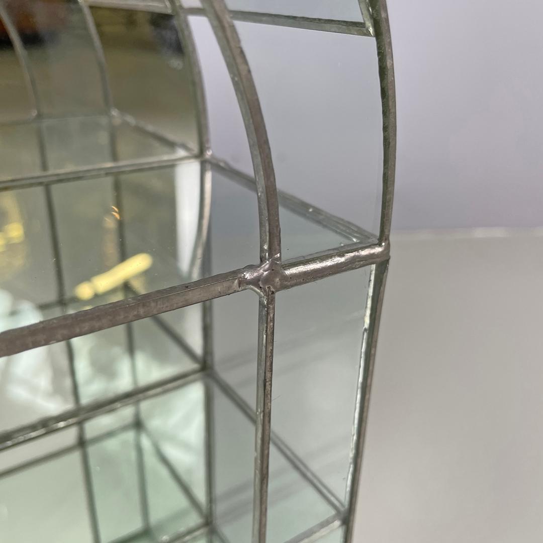 Italian modern welded glass and mirror display with three shelves, 1980s 9