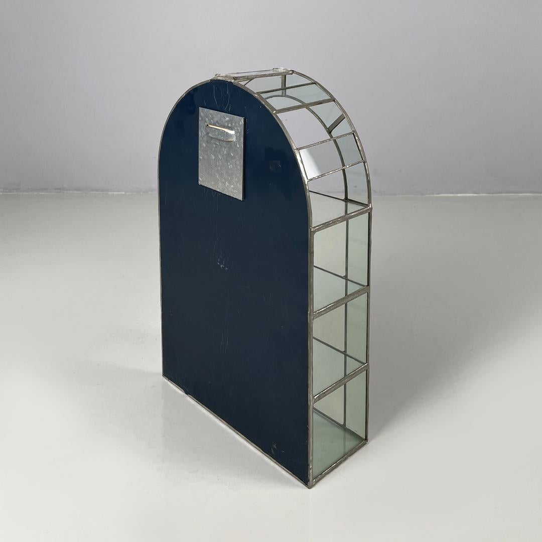 Italian modern welded glass and mirror display with three shelves, 1980s 2