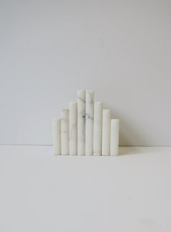 Italian Modern White and Black Marble 'Book' Bookends, Pair