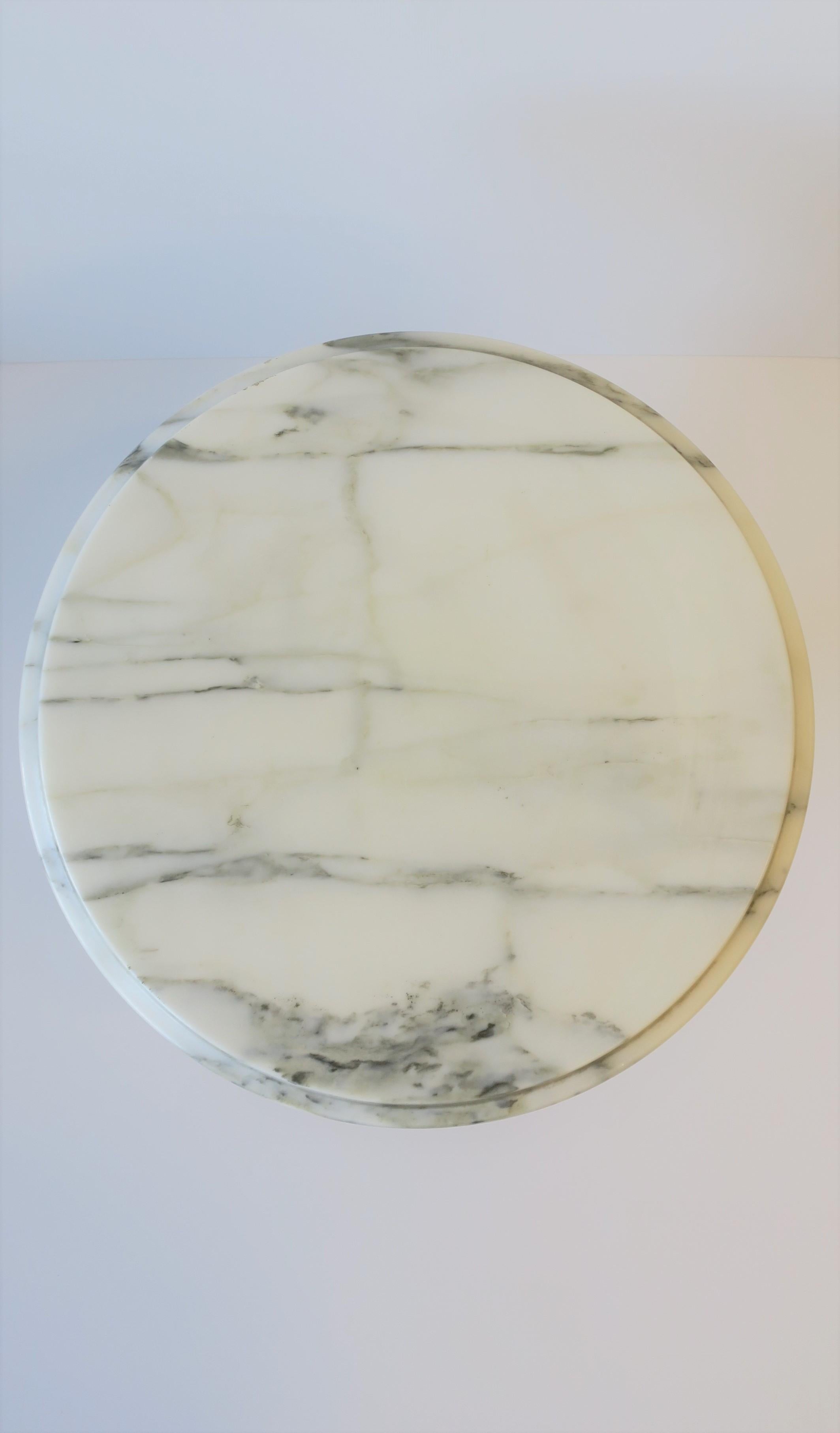Italian White and Black Marble Round Side Table For Sale 9