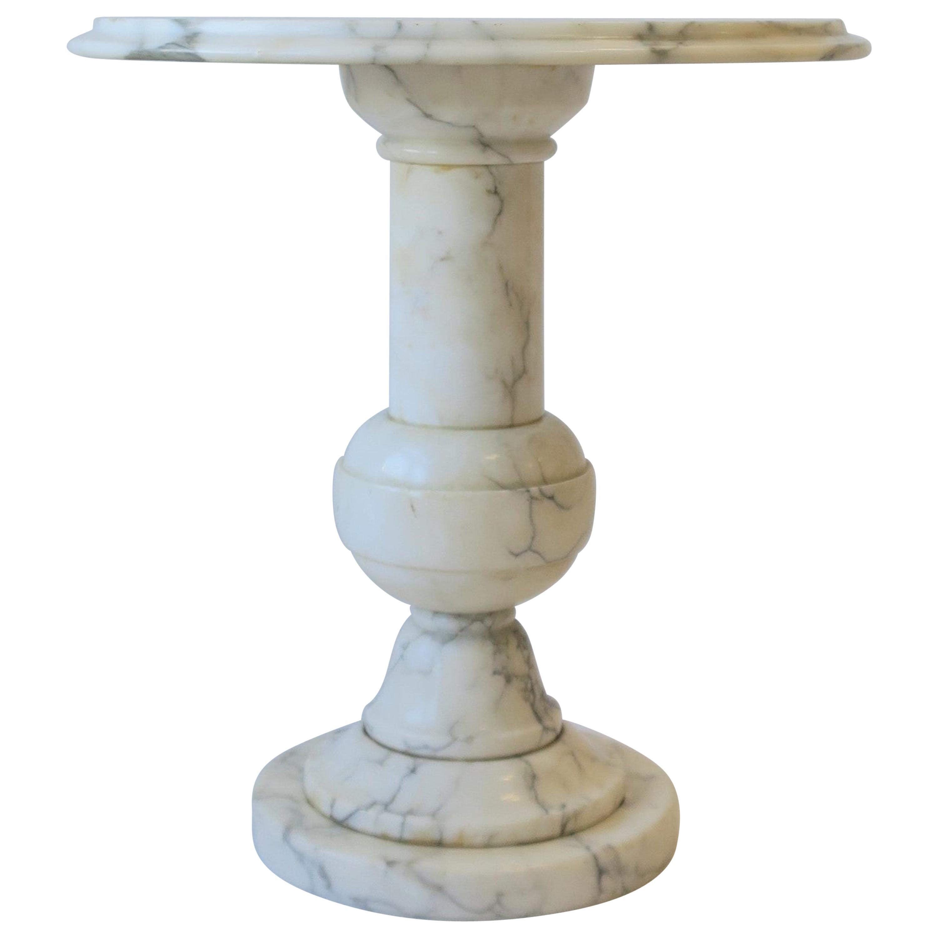 Italian White and Black Marble Round Side or Drinks Table
