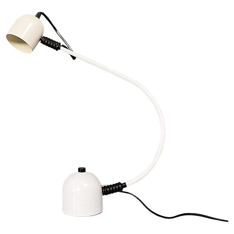 Italian Modern White and Black Metal Adjustable Table Lamp, 1980s For Sale