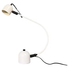 Vintage Italian Modern White and Black Metal Adjustable Table Lamp, 1980s