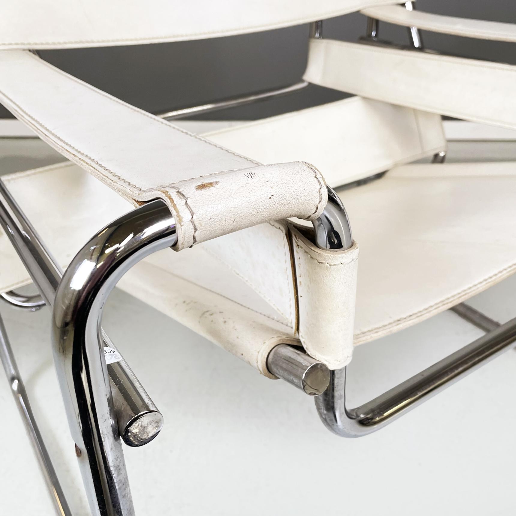 Italian Modern White Armchair Wassily B3 by Marcel Breuer for Gavina, 1960s For Sale 4