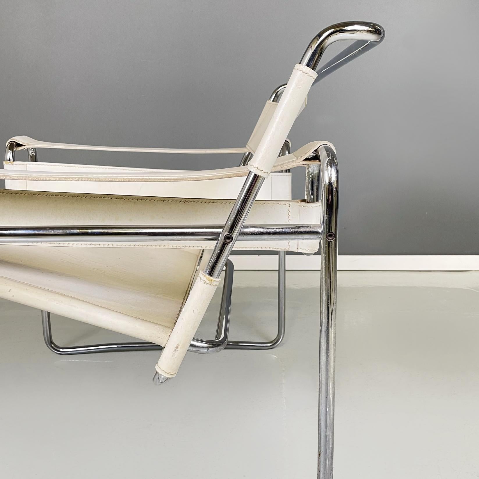 Italian Modern White Armchair Wassily B3 by Marcel Breuer for Gavina, 1960s For Sale 6