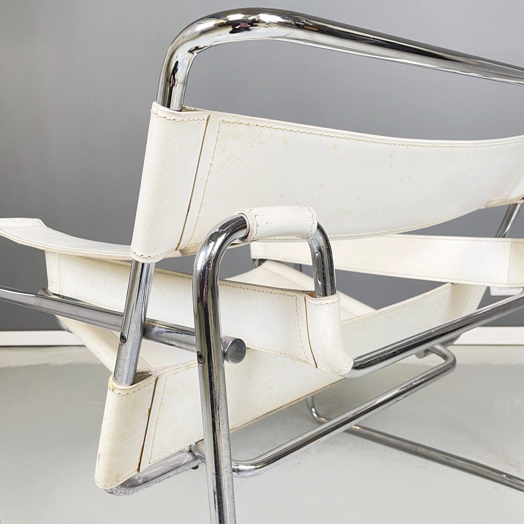 Italian Modern White Armchair Wassily B3 by Marcel Breuer for Gavina, 1960s For Sale 7