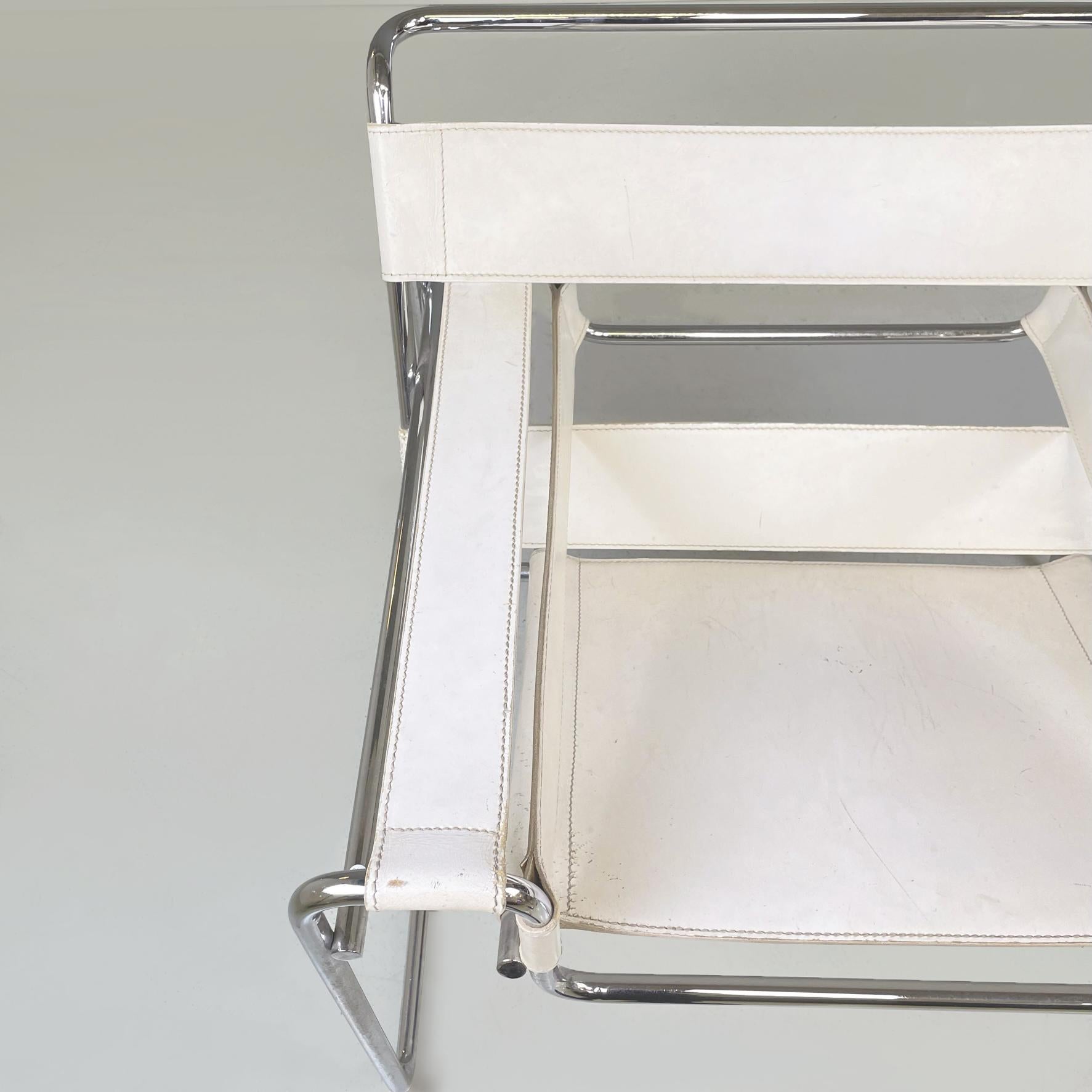 Italian Modern White Armchair Wassily B3 by Marcel Breuer for Gavina, 1960s For Sale 3