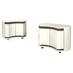 Used Italian modern white bedside tables Aiace by Benatti, 1970s
