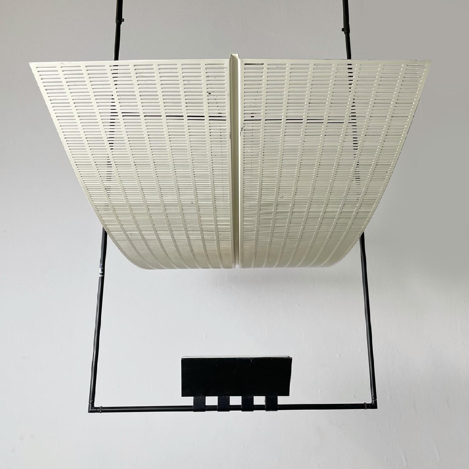 Metal Italian modern white black chandelier Zefiro by Mario Botta for Artemide, 1990s For Sale
