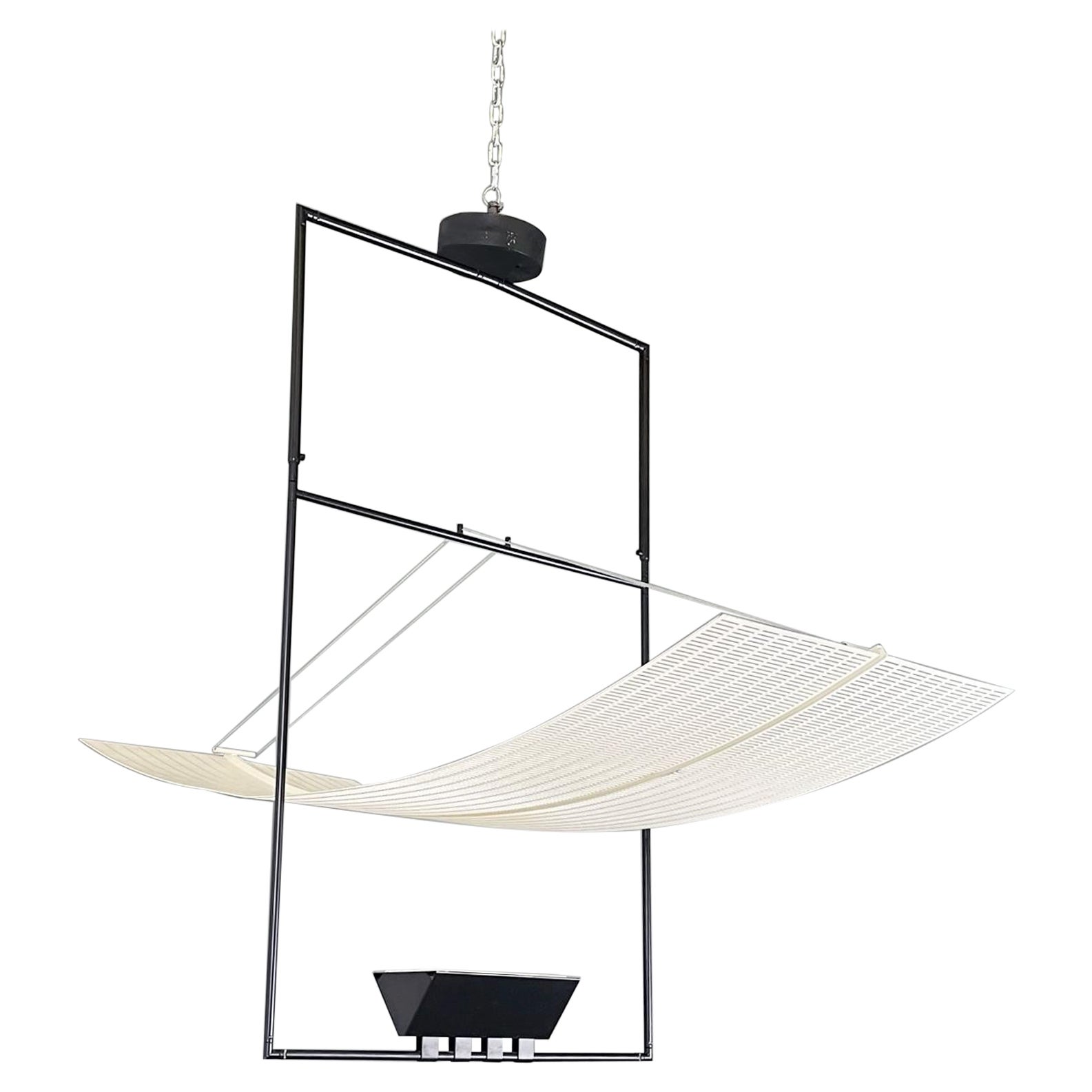 Italian modern White black metal Chandelier Zefiro by Botta for Artemide, 1990s
