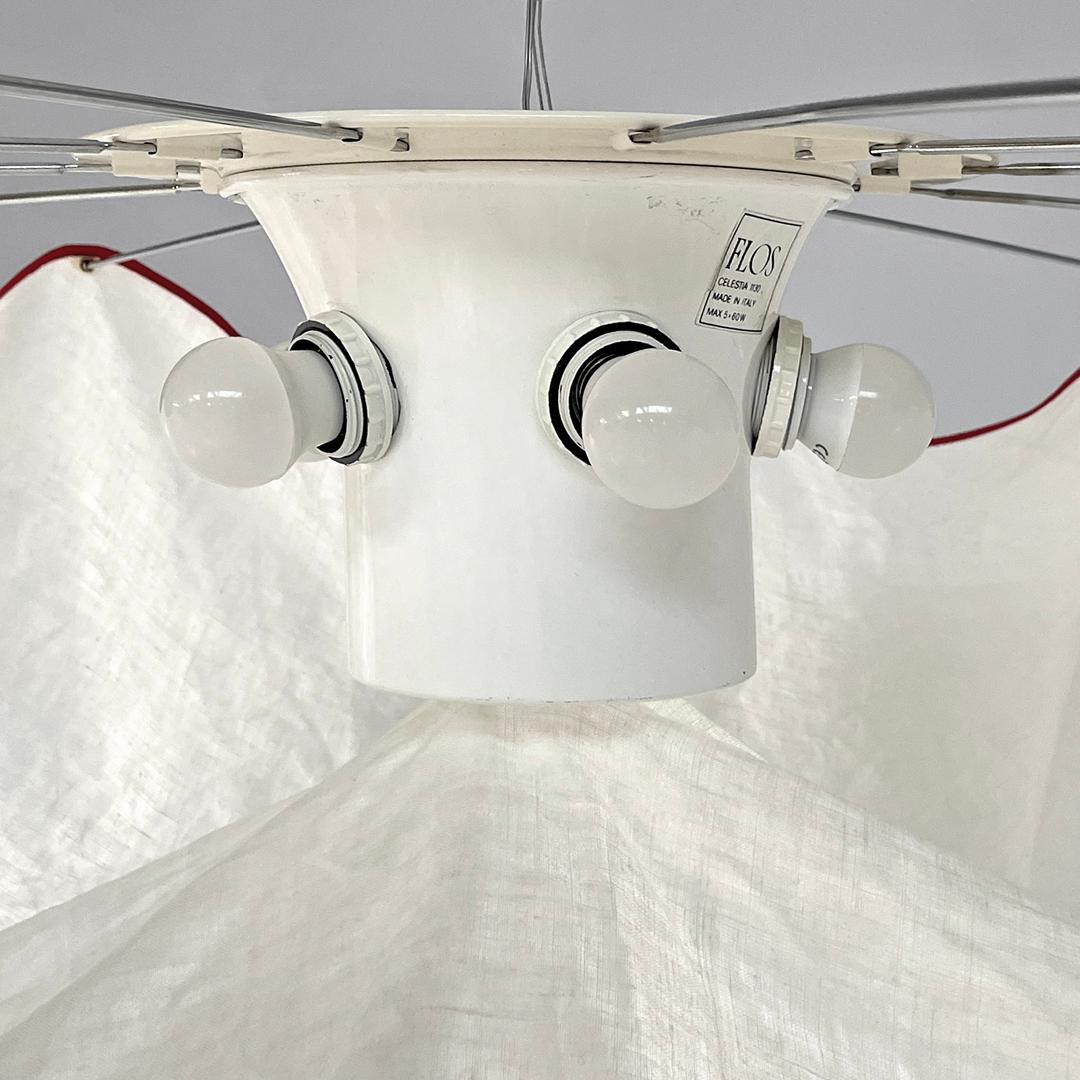 Late 20th Century Italian modern white ceiling lamp 1130 Celestia by Tobia Scarpa for Flos, 1980s