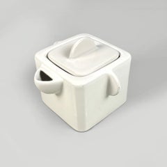 Teiera moderna italiana in ceramica bianca Angelo Mangiarotti Fratelli Brambilla, anni '70