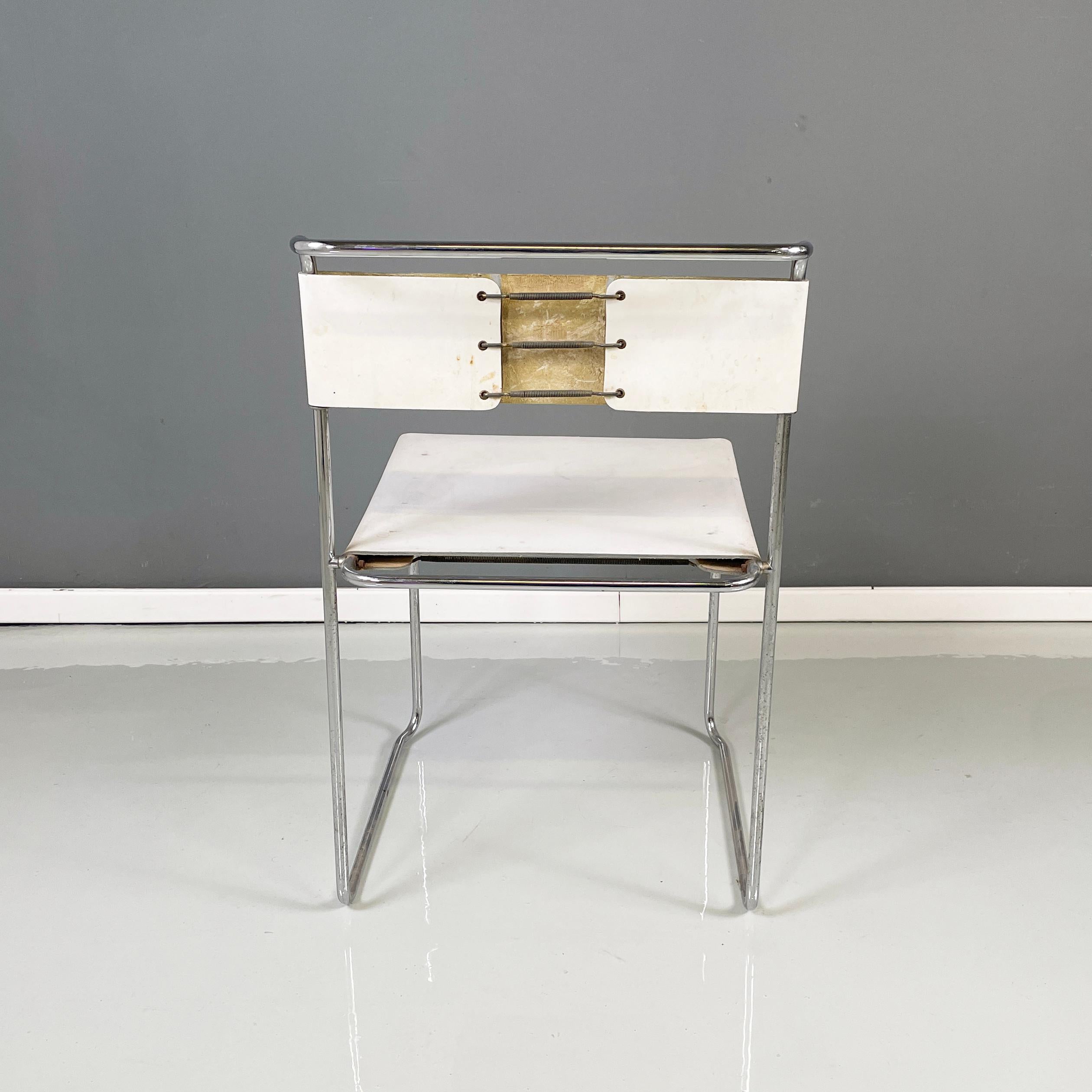 Metal Italian modern White Chairs Libellula by Giovanni Carini for Planula, 1970s 