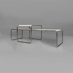 Italian modern white coffee tables Laccio by Marcel Breuer for Gavina, 1970s