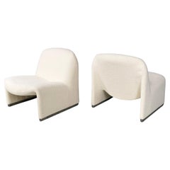 Italian modern white fabric Armchairs Alky by Piretti for Anonima Castelli 1970s