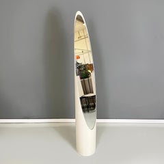 Italian modern White floor mirror Unghia or Lipstick by Rodolfo Bonetto, 1970s