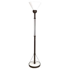 Italian modern white glass and metal floor lamp by Roberto Freno for VeArt 1980s