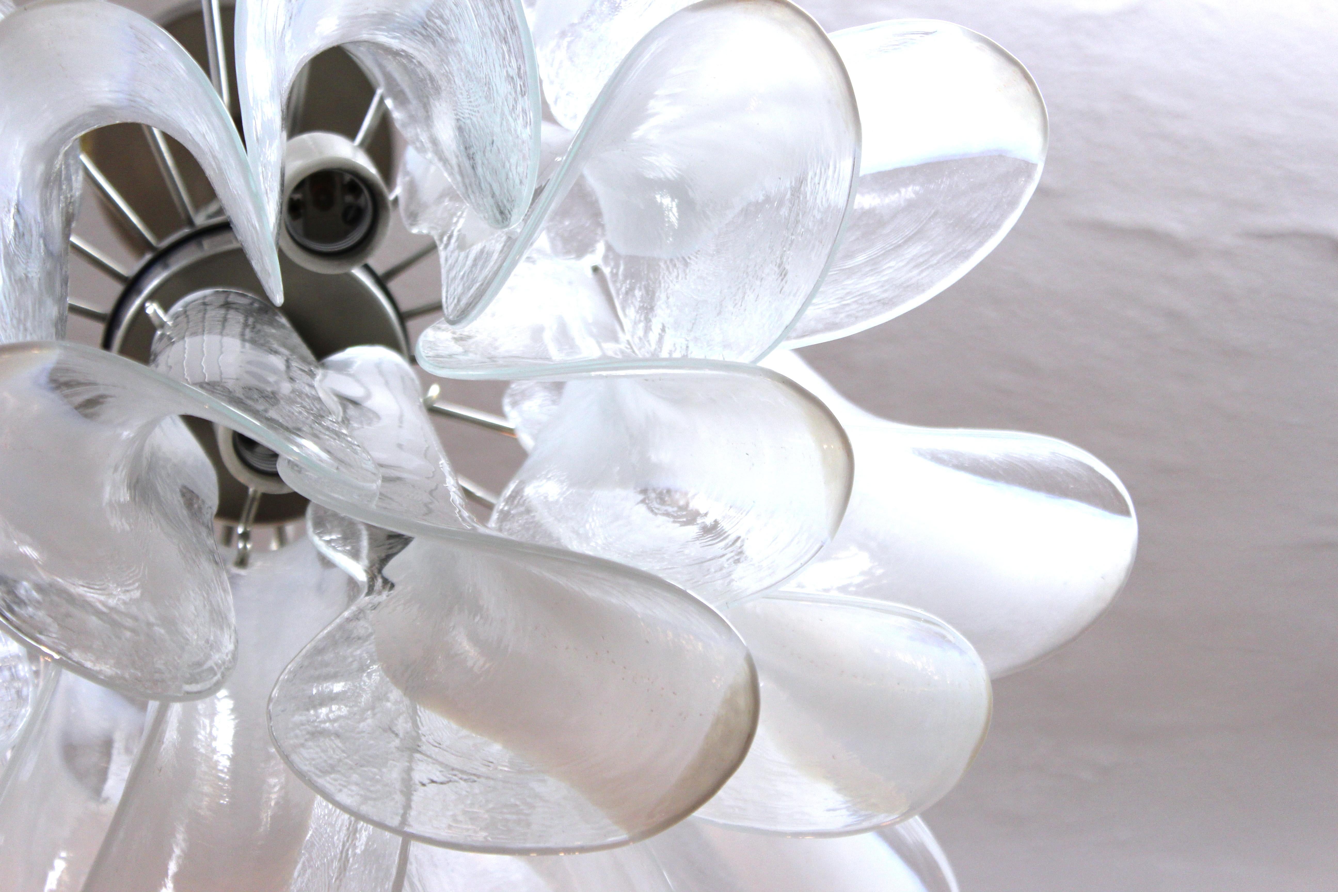 Late 20th Century Italian Modern White Glass Handkerchief Chandelier