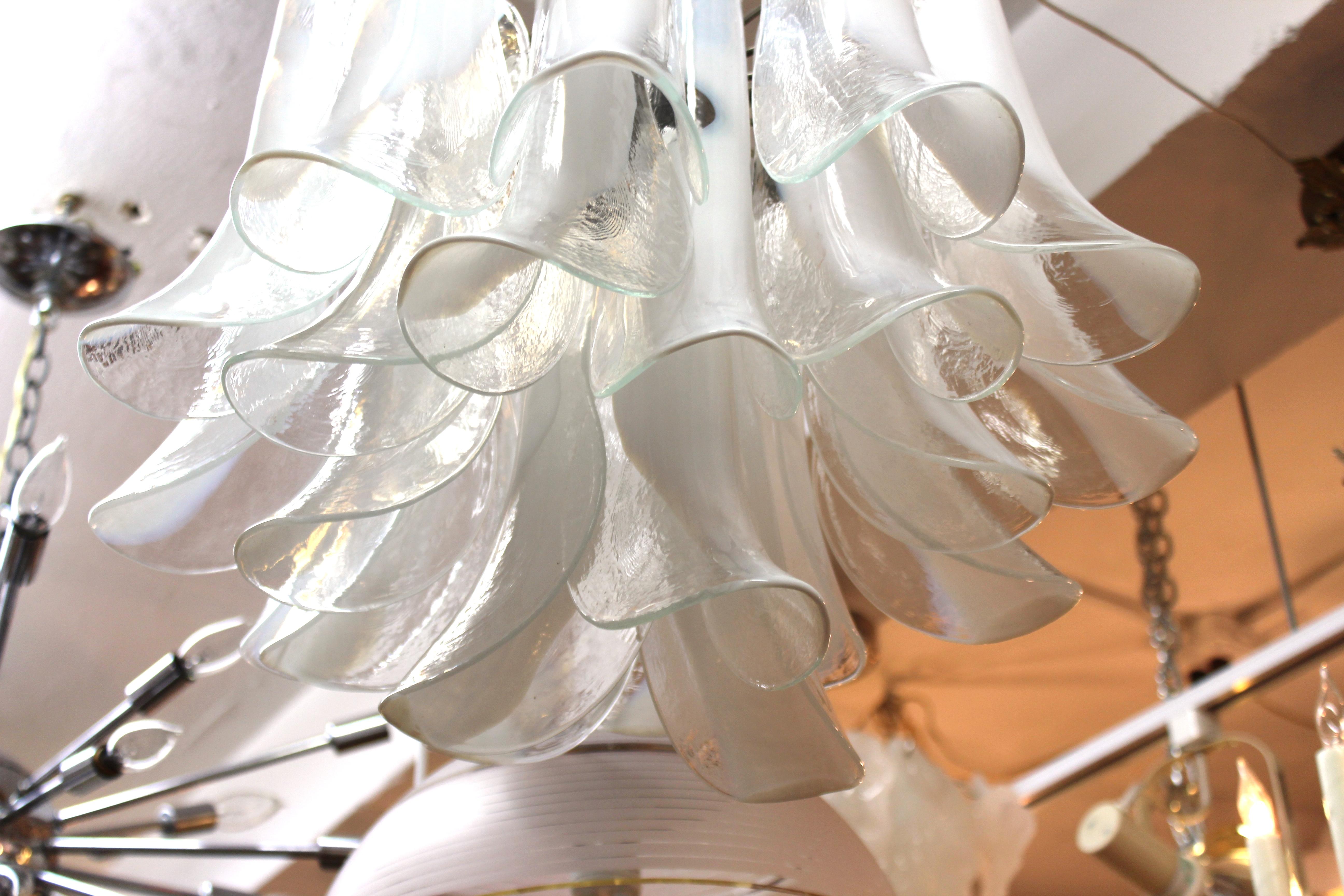 Metal Italian Modern White Glass Handkerchief Chandelier