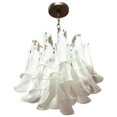 Italian Modern White Glass Handkerchief Chandelier
