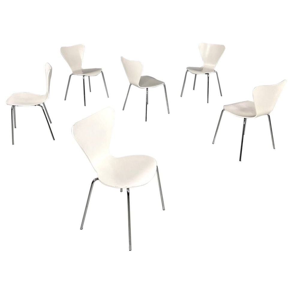 Italian modern white lacquered curved chairs, 1970s