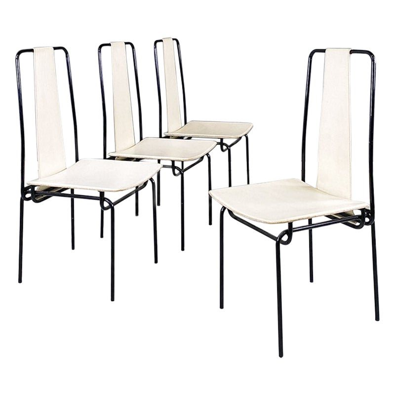 Chaises modernes italiennes en cuir blanc, Adalberto dal Lago pour Misura Emme, années 1980