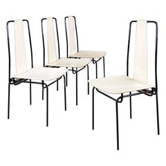 Chaises modernes italiennes en cuir blanc, Adalberto dal Lago pour Misura Emme, années 1980