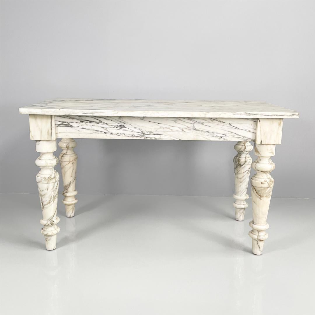 Mesa de comedor moderna italiana de mármol blanco Rilievo de Aldo Rossi, años 80