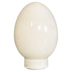 Italian Modern White Marble Egg Shaped Sculpture, 1980s