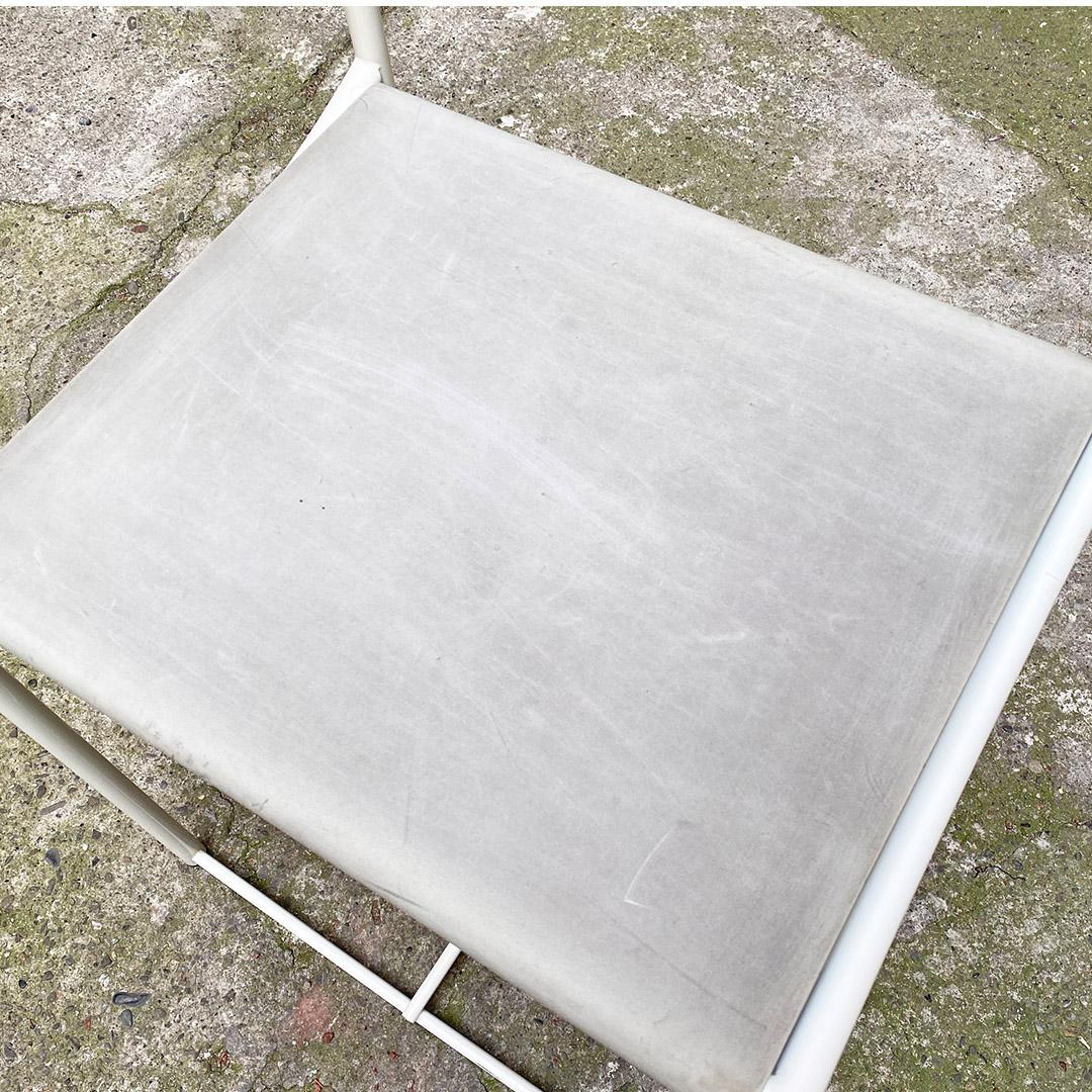 Italian Modern White Metal Grey Leather Dining Chairs by G. Belotti, Alias, 1979 5