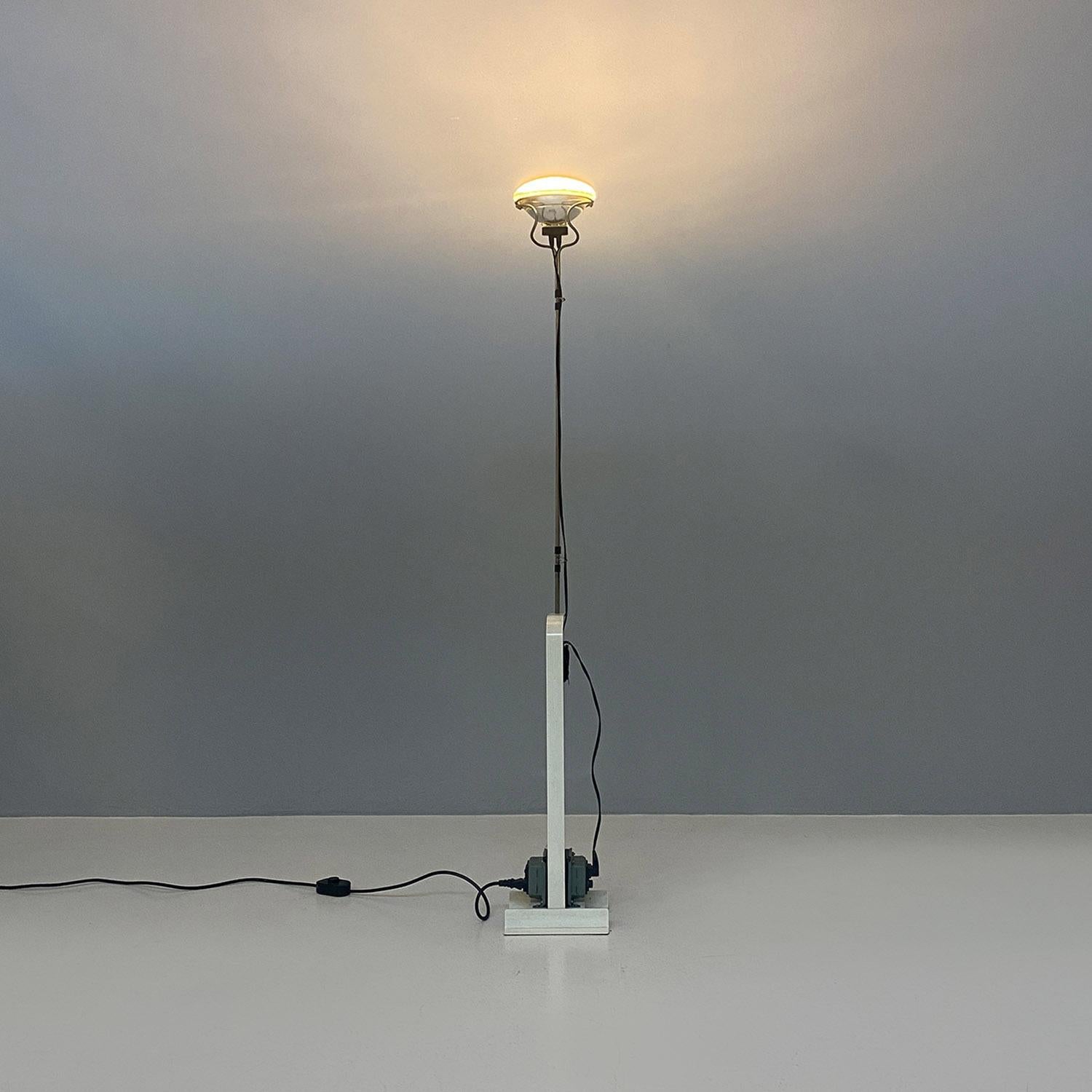Metal Italian modern white metal Toio floor lamp by Castiglioni Brothers, Flos, 1970s For Sale