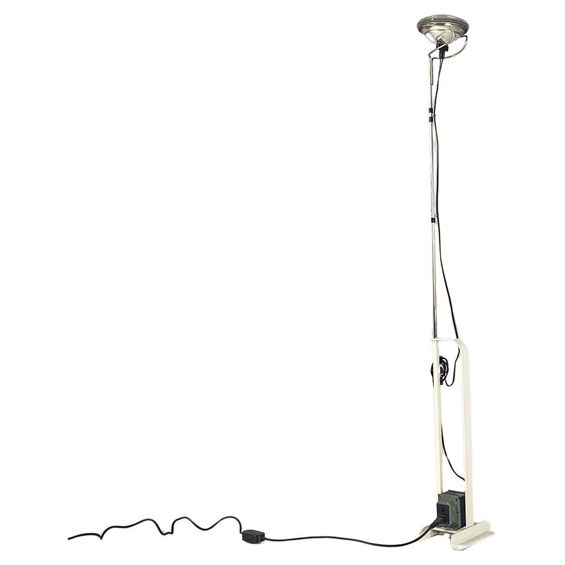 Italian modern white metal Toio floor lamp by Castiglioni Brothers, Flos, 1970s For Sale