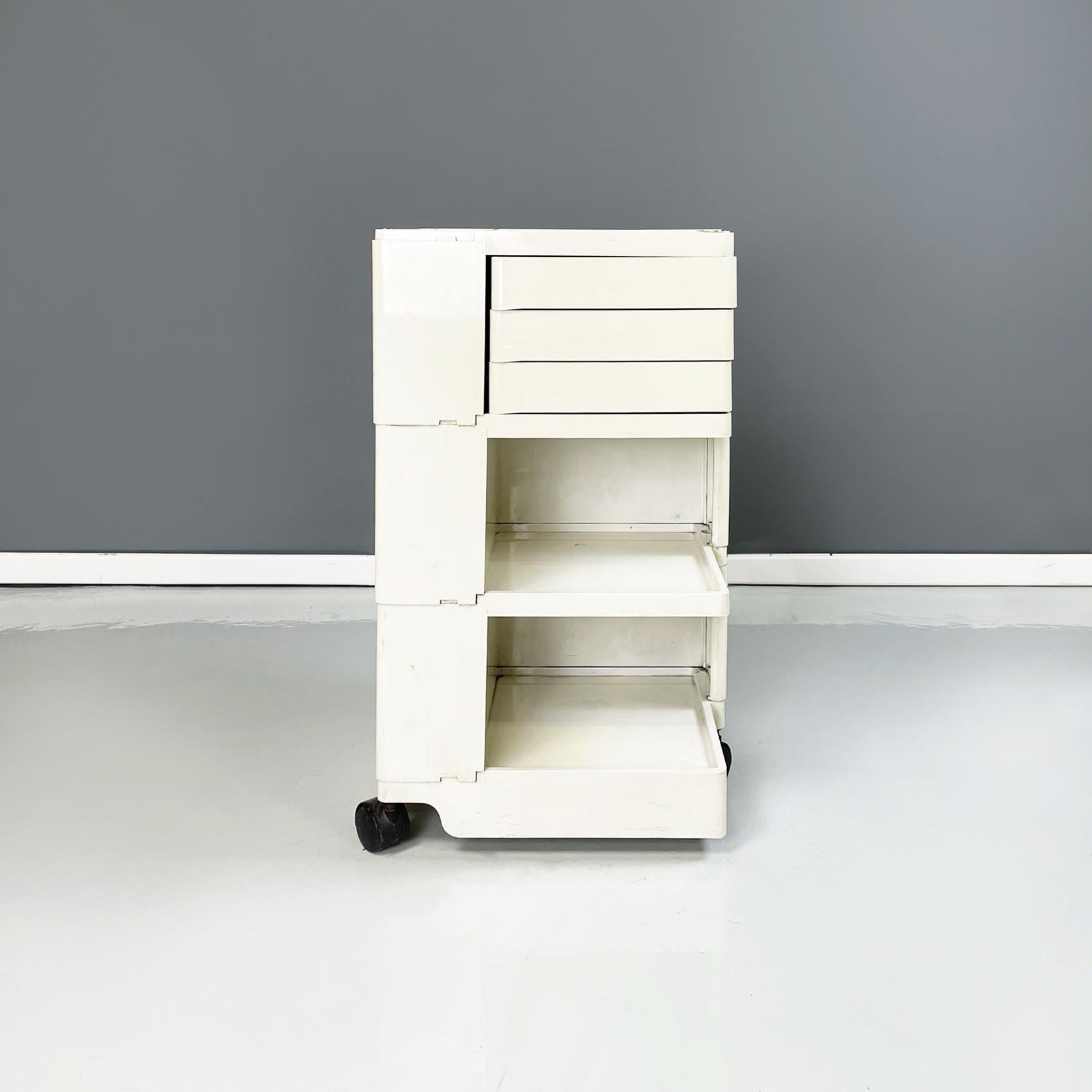Italian modern white plastic Cart mod. Boby by Joe Colombo for Bieffeplast , 1968
Cart mod. Boby in cream white plastic. This container trolley is very versatile thanks to its many compartments. On the front it has 2 open square compartments and 3