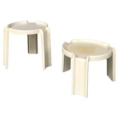 Tables basses modernes italiennes en plastique blanc par Giotto Stoppino pour Kartell, 1970