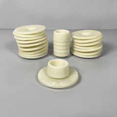 Italian space age white plastic tableware cups saucers Angelo Mangiarotti 1970s