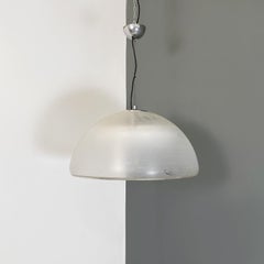 Italian modern White plexiglass and metal dome shape Chandelier by Guzzini 1970s