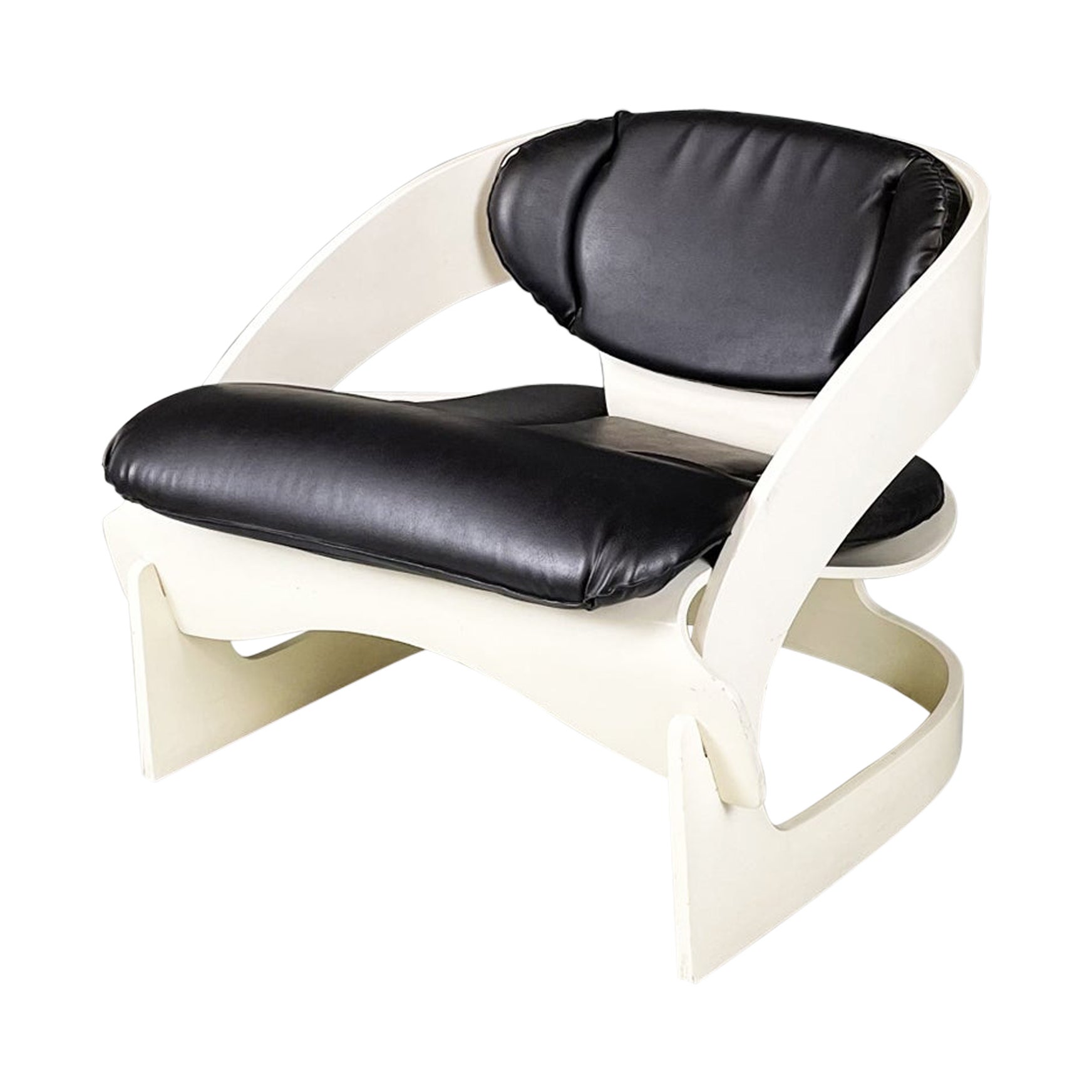 Italian modern white wood Armchair mod. 4801 by Joe Colombo for Kartell, 1970s