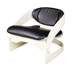 Italian modern white wood Armchair mod. 4801 by Joe Colombo for Kartell, 1970s