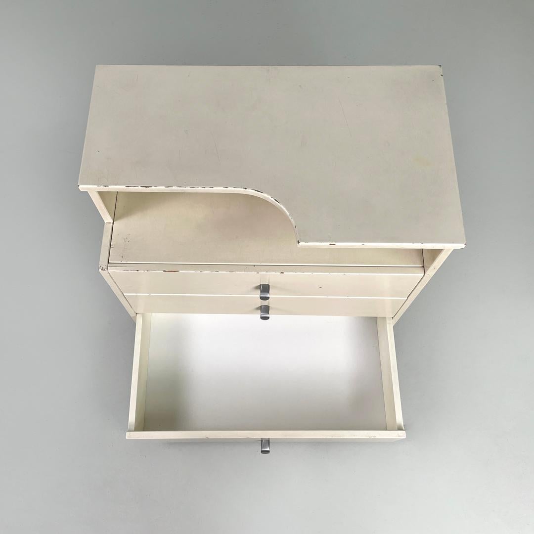 Italian modern white wooden bedside table with shaped top, 1980s For Sale 5